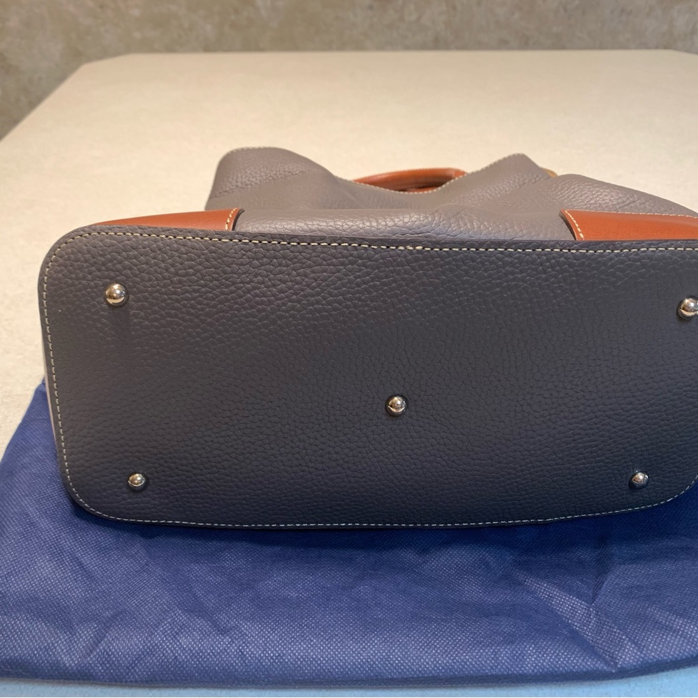 Dooney & Bourke Gray and Brown Leather Satchel - Picture 7 of 15